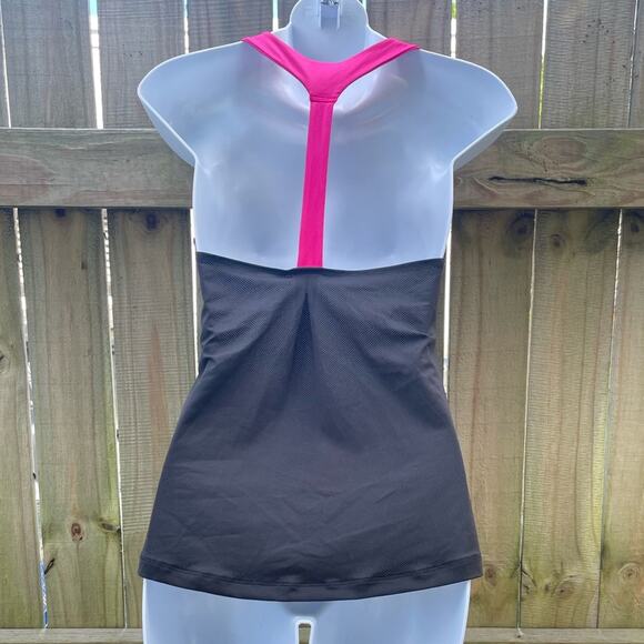 Soffe black and hot pink racer back mesh style work out tank - Picture 2 of 4
